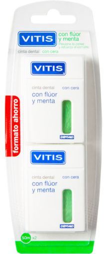 Vitis Dental Tape mit Fluor und Minze 2x50 ml